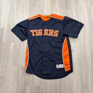 Vintage Detroit Tigers Baseball Jersey Men's Medium Blue Orange MLB 2000s